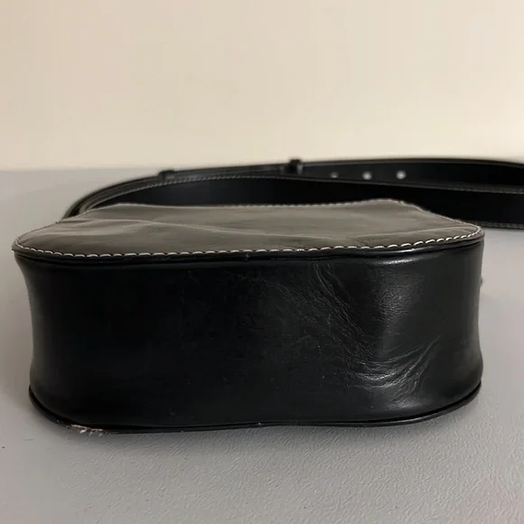 Frye Black Leather Cut Out Mini Saddlebag - VGUC